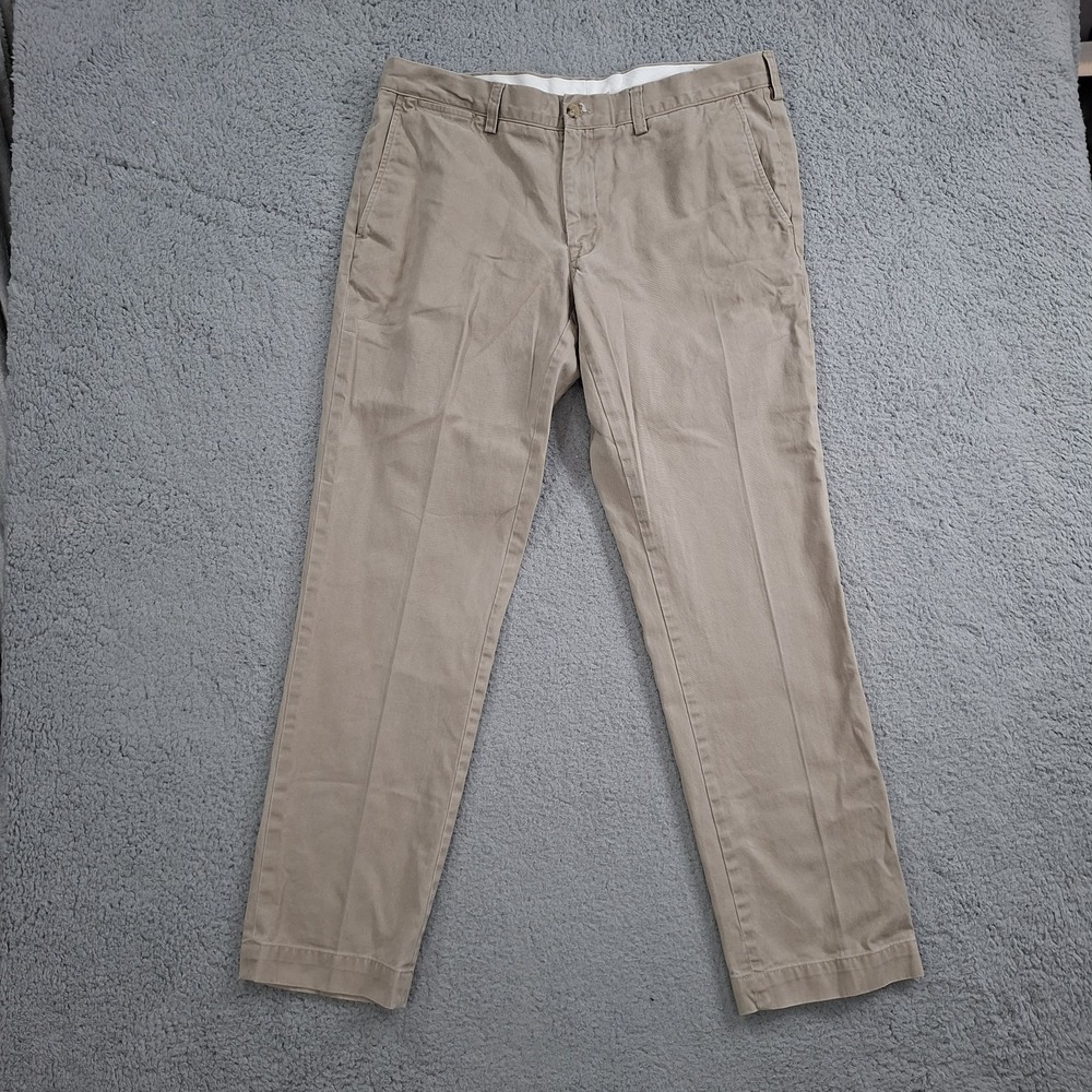 Polo Ralph Lauren Mens 36X32 Tan Slim Fit Flat Front Chino Pants 36X31 Beige